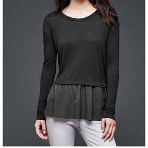 Long Sleeve Black Peplum Shirt